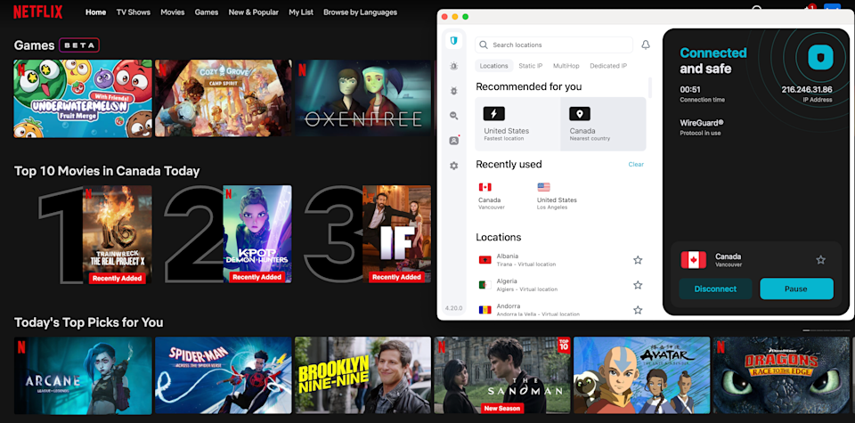 Surfshark Netflix test
